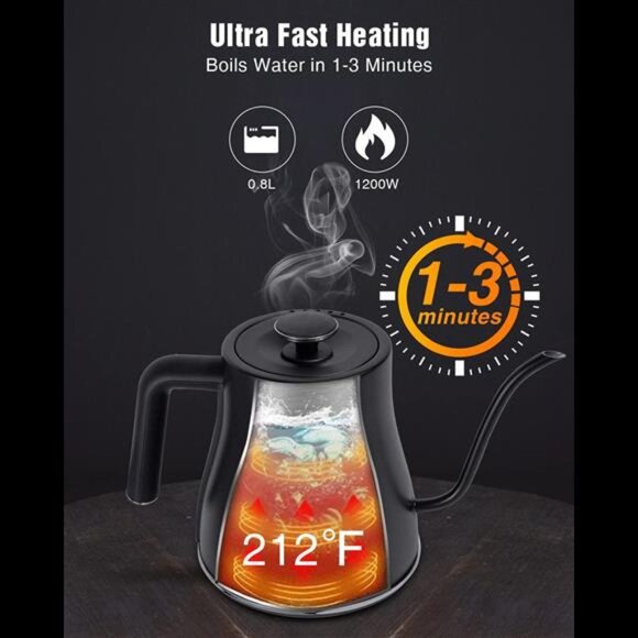 Gooseneck Electric Pour Over Kettle with Temperature Control, Tea & Pour Over - Picture 3 of 6